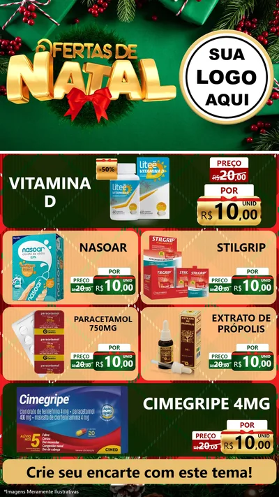 Modelo de TV para TV Vertical com o tema Ofertas de Natal para Farmácia