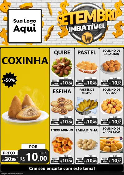 Modelo de Encarte para Encarte A4 Vertical com o tema Setembro Imbatível para Salgadaria