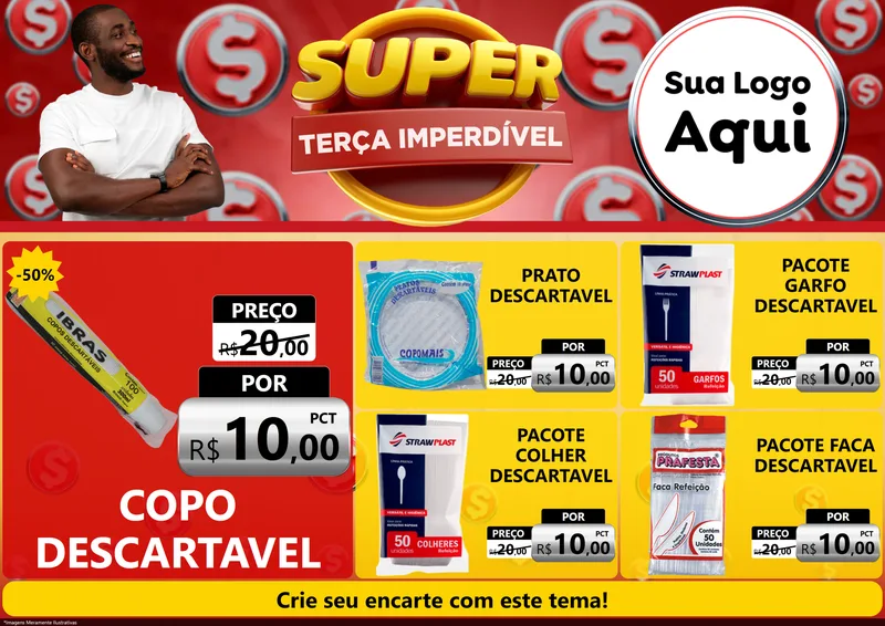 Modelo de Encarte para Encarte A4 Horizontal com o tema Super Terça Imperdível para Embalagens