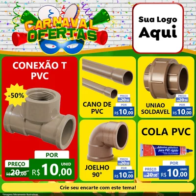 Modelo de Rede Social para Feed Facebook com o tema Carnaval de Ofertas para Tubos e conexões