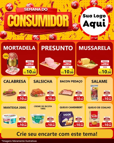 Modelo de Rede Social para Feed Instagram com o tema Semana do Consumidor para Frios e Laticínios