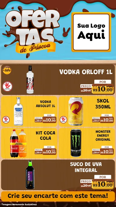 Modelo de TV para TV Vertical com o tema Ofertas de Páscoa para Distribuidora de bebidas