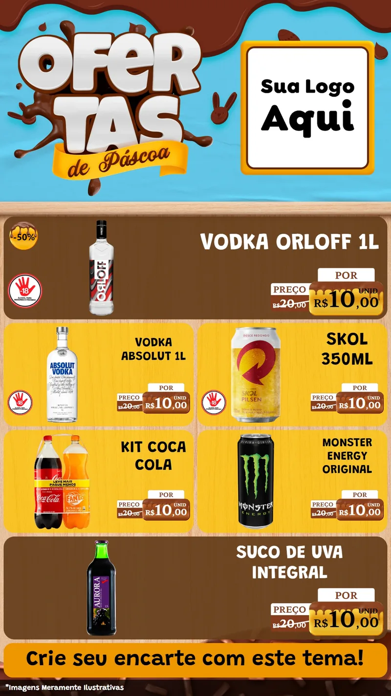 Modelo de TV para TV Vertical com o tema Ofertas de Páscoa para Distribuidora de bebidas
