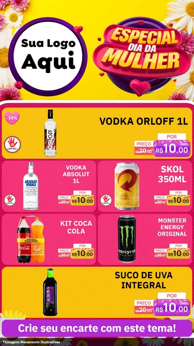 Modelo de TV para TV Vertical com o tema Especial Dia da Mulher para Distribuidora de bebidas