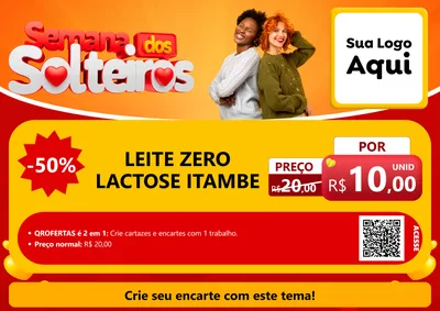 Modelo de Cartaz para Cartaz A4 Horizontal com o tema Semana dos Solteiros para Frios e Laticínios