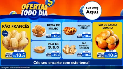 Modelo de TV para TV Horizontal com o tema Ofertas Todo Dia para Padaria