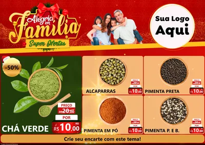 Modelo de Encarte para Encarte A4 Horizontal com o tema Alegria em Família Super Ofertas - Natal para Produtos Naturais