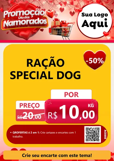 Modelo de Cartaz para Cartaz A4 Vertical com o tema Promoção Dia dos Namorados para Pet Shop