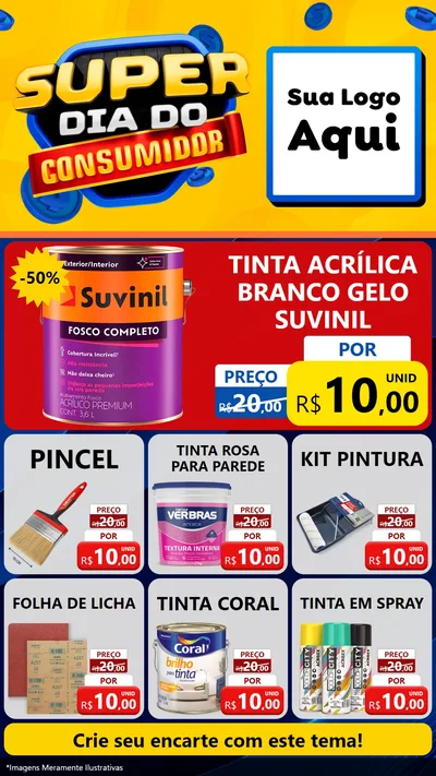 Modelo de Rede Social para Stories com o tema Super Dia do Consumidor para Tintas e Ferramentas