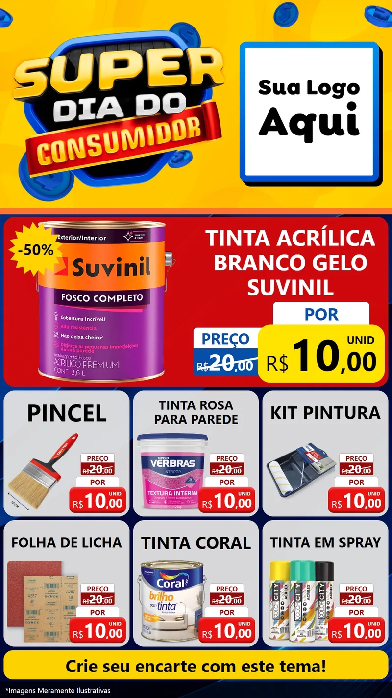 Modelo de Rede Social para Stories com o tema Super Dia do Consumidor para Tintas e Ferramentas