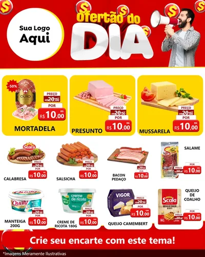 Modelo de Rede Social para Feed Instagram com o tema Ofertão do dia para Frios e Laticínios