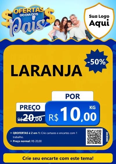 Modelo de Cartaz para Cartaz A4 Vertical com o tema Ofertas do Dia dos Pais para Hortifrúti