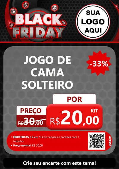 Modelo de Cartaz para Cartaz A4 Vertical com o tema Black Friday para Cama, Mesa e Banho