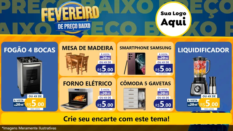 Modelo de TV para TV Horizontal com o tema Fevereiro de Preço Baixo para Móveis e Eletro