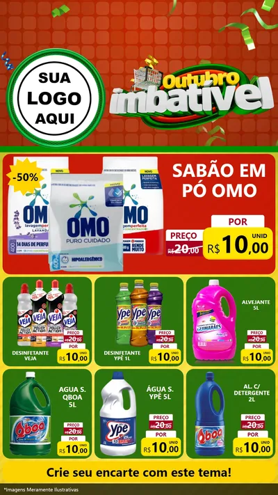 Modelo de Rede Social para Stories com o tema Outubro Imbatível para Produtos de Limpeza