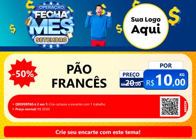 Modelo de Cartaz para Cartaz A4 Horizontal com o tema Operação Fecha Mês Setembro para Padaria