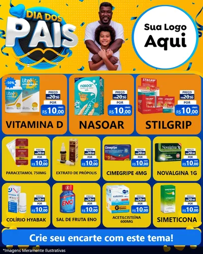 Modelo de Rede Social para Feed Instagram com o tema Dia dos Pais para Farmácia