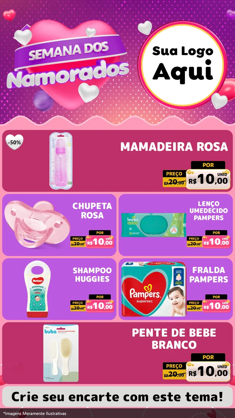 Modelo de TV para TV Vertical com o tema Semana dos Namorados para Bebês