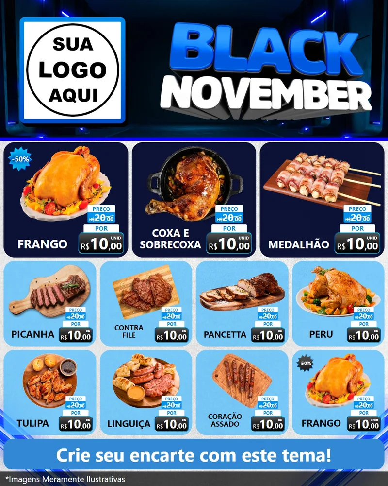Modelo de Rede Social para Feed Instagram com o tema Black November para Assados