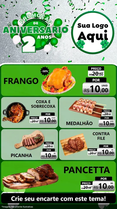 Modelo de TV para TV Vertical com o tema Promoção de Aniversário - 2 Anos para Assados