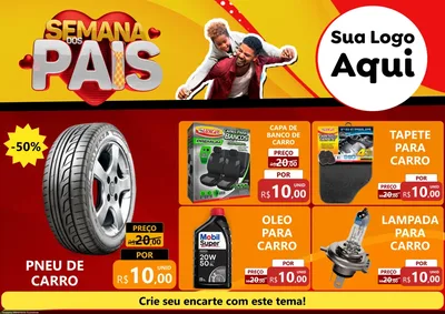 Modelo de Encarte para Encarte A4 Horizontal com o tema Semana Dos Pais para Auto peças