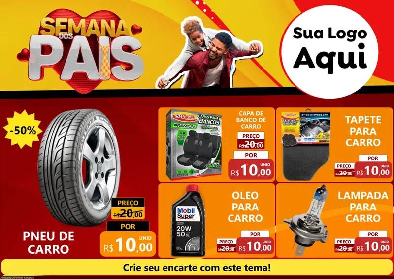 Modelo de Encarte para Encarte A4 Horizontal com o tema Semana Dos Pais para Auto peças