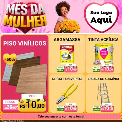 Modelo de Rede Social para Feed Facebook com o tema Mês da Mulher para Material para Construção
