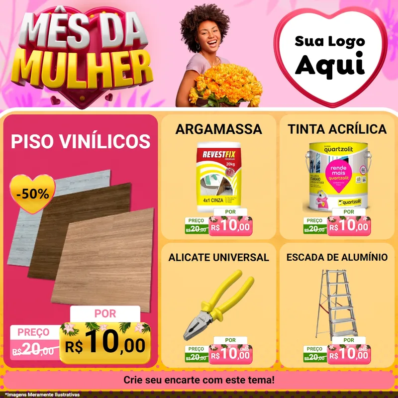 Modelo de Rede Social para Feed Facebook com o tema Mês da Mulher para Material para Construção