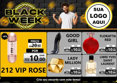 Modelo de Encarte para Encarte A4 Horizontal com o tema Black Week para Perfumes