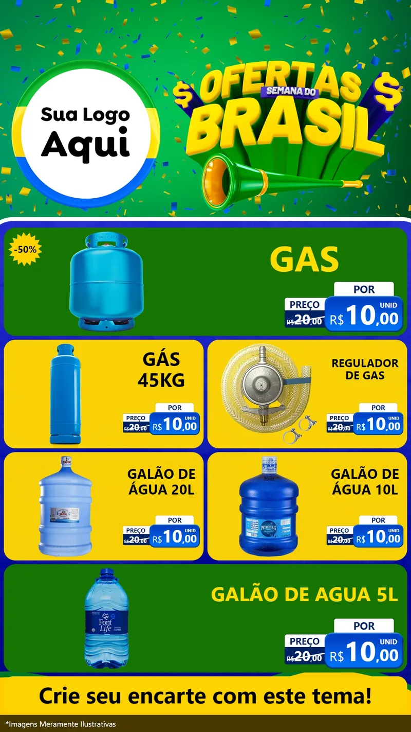 Modelo de TV para TV Vertical com o tema Ofertas Semana do Brasil para Água e gás