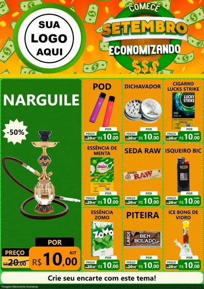 Modelo de Encarte para Encarte A4 Vertical com o tema Comece Setembro Economizando para Tabacaria
