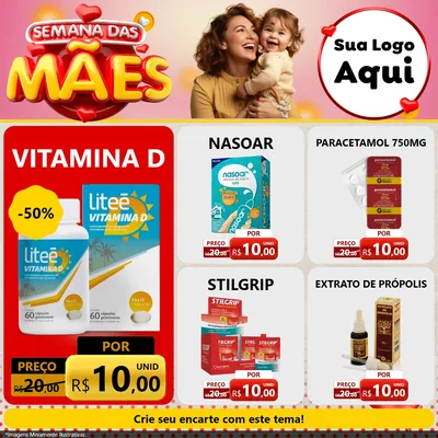 Modelo de Rede Social para Feed Facebook com o tema Semana das Mães para Farmácia