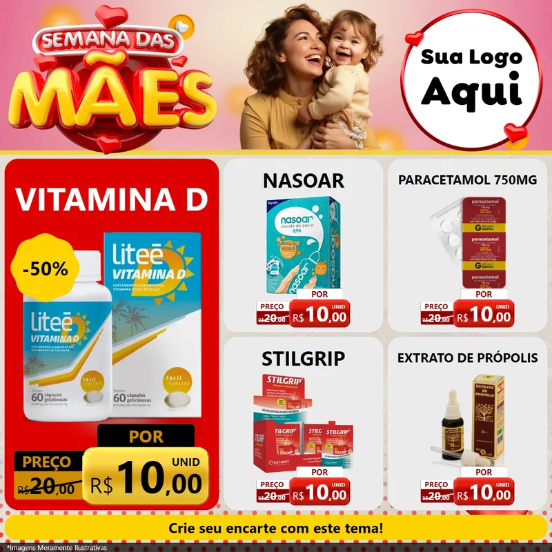Modelo de Rede Social para Feed Facebook com o tema Semana das Mães para Farmácia