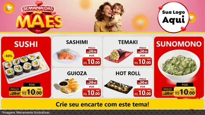Modelo de TV para TV Horizontal com o tema Semana das Mães para Comida japonesa