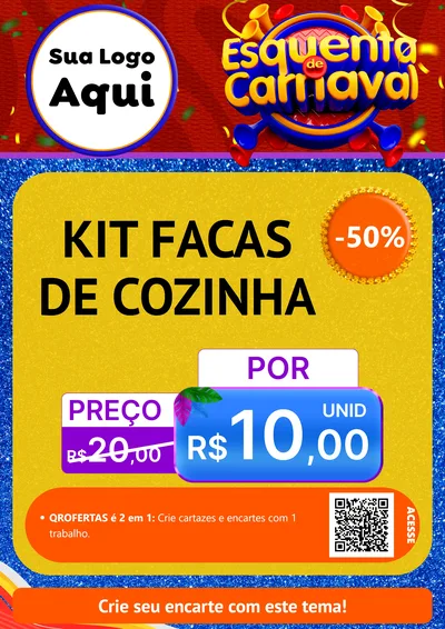 Modelo de Cartaz para Cartaz A4 Vertical com o tema Esquenta de Carnaval para Utilidades Domésticas