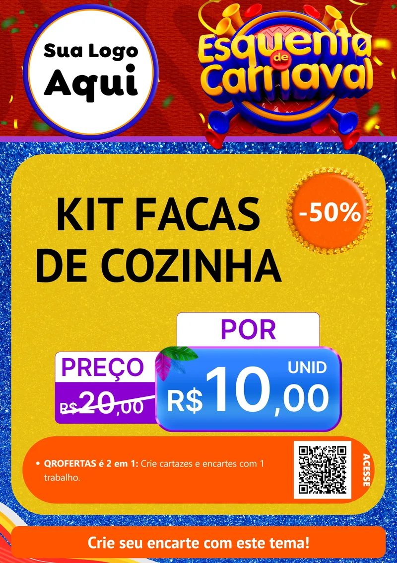 Modelo de Cartaz para Cartaz A4 Vertical com o tema Esquenta de Carnaval para Utilidades Domésticas