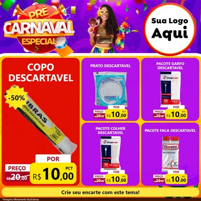 Modelo de Rede Social para Feed Facebook com o tema Pré-Carnaval Especial para Embalagens