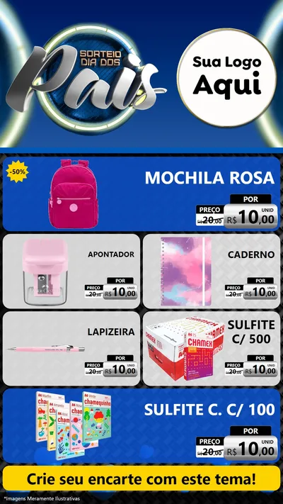 Modelo de TV para TV Vertical com o tema Sorteio Dia Dos Pais para Papelaria