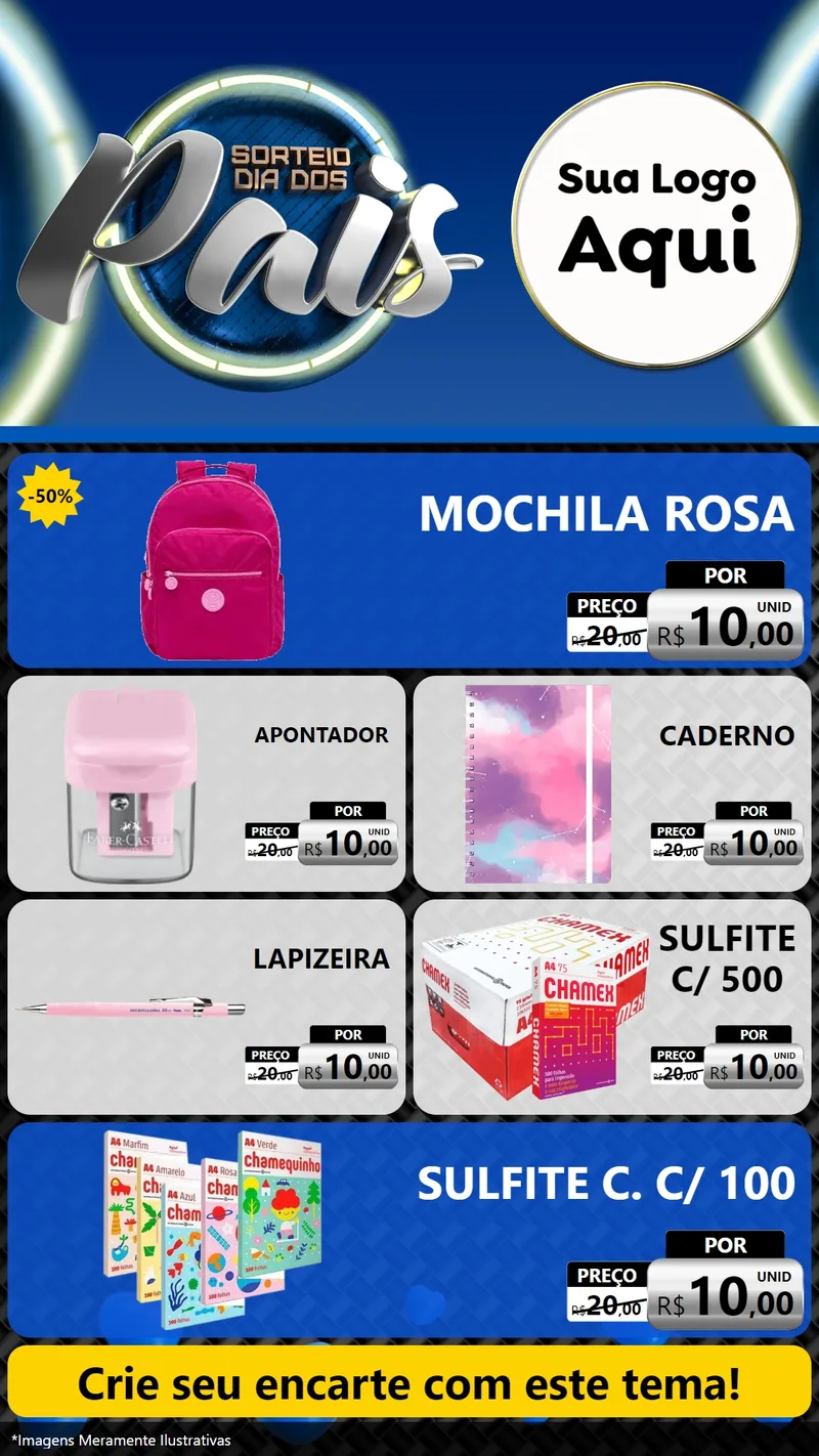 Modelo de TV para TV Vertical com o tema Sorteio Dia Dos Pais para Papelaria
