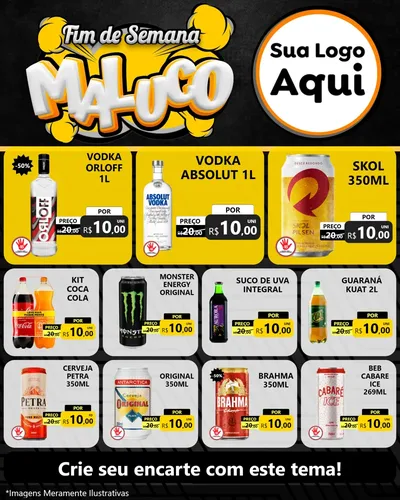 Modelo de Rede Social para Feed Instagram com o tema Fim de Semana Maluco para Distribuidora de bebidas