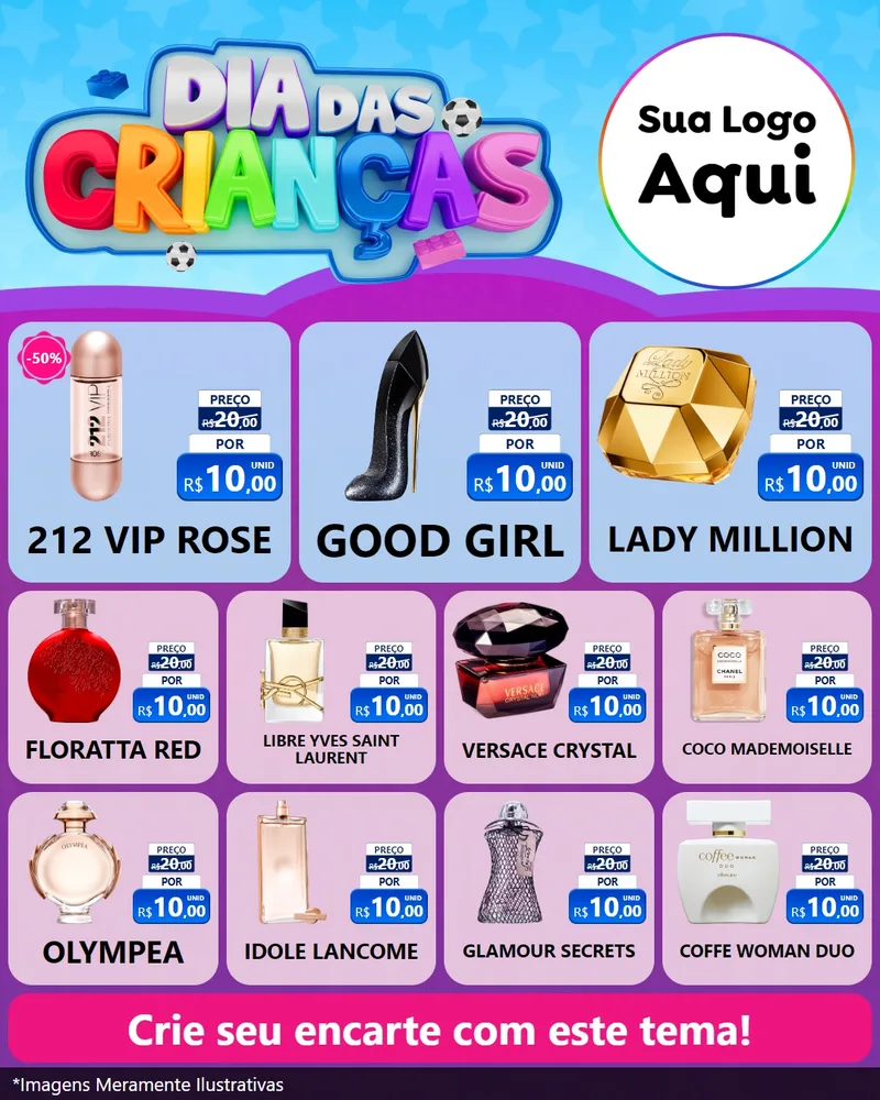 Modelo de Rede Social para Feed Instagram com o tema Dia Das Crianças para Perfumes