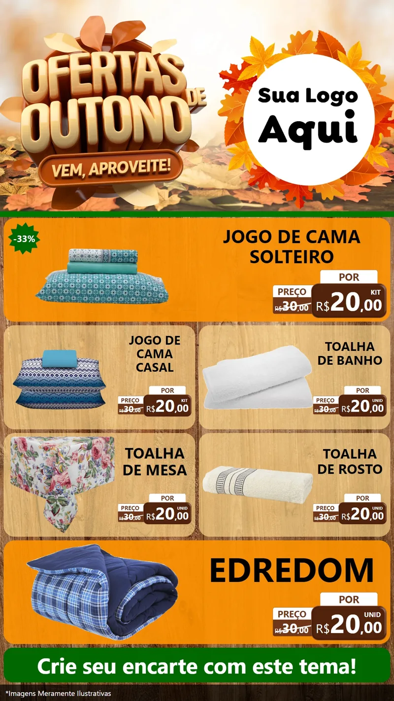 Modelo de TV para TV Vertical com o tema Ofertas de Outono - Vem, Aproveite! para Cama, Mesa e Banho