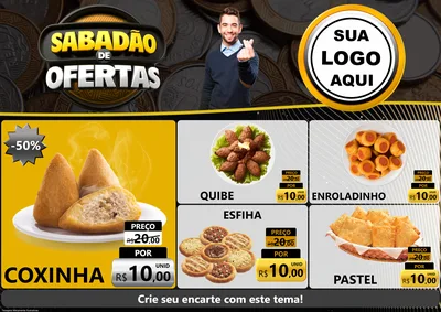 Modelo de Encarte para Encarte A4 Horizontal com o tema Sabadão de Ofertas para Salgadaria
