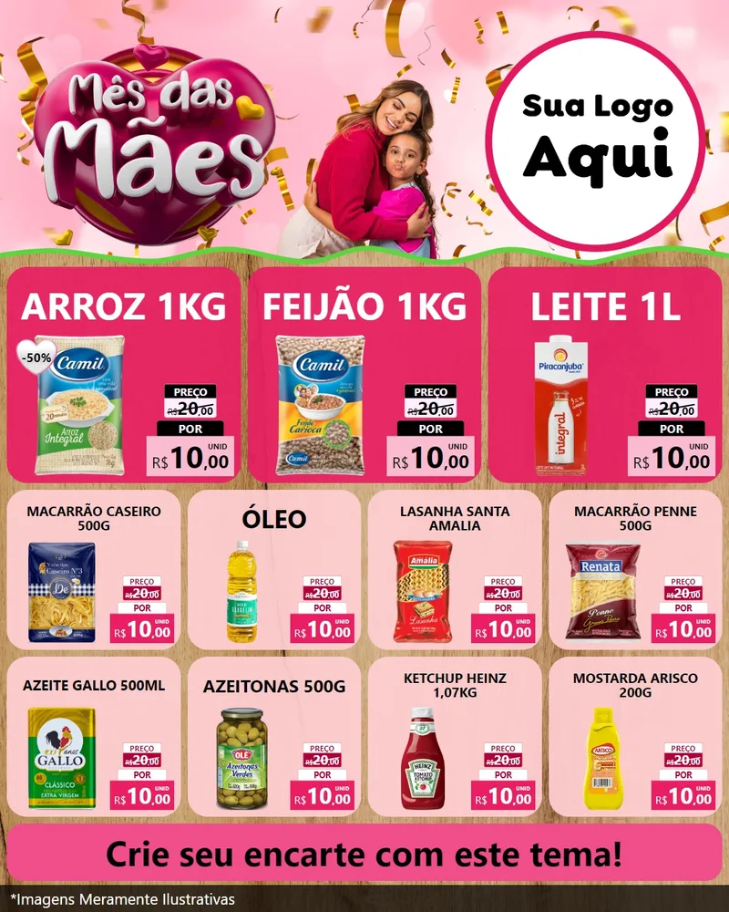 Modelo de Rede Social para Feed Instagram com o tema Mês das Mães para Supermercado