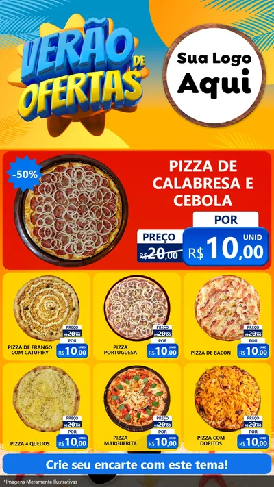 Modelo de Rede Social para Stories com o tema Verão de Ofertas para Pizzaria