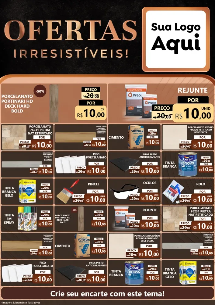 Modelo de Encarte para Encarte A4 Vertical com o tema Ofertas Irresistíveis! para Pisos e revestimentos