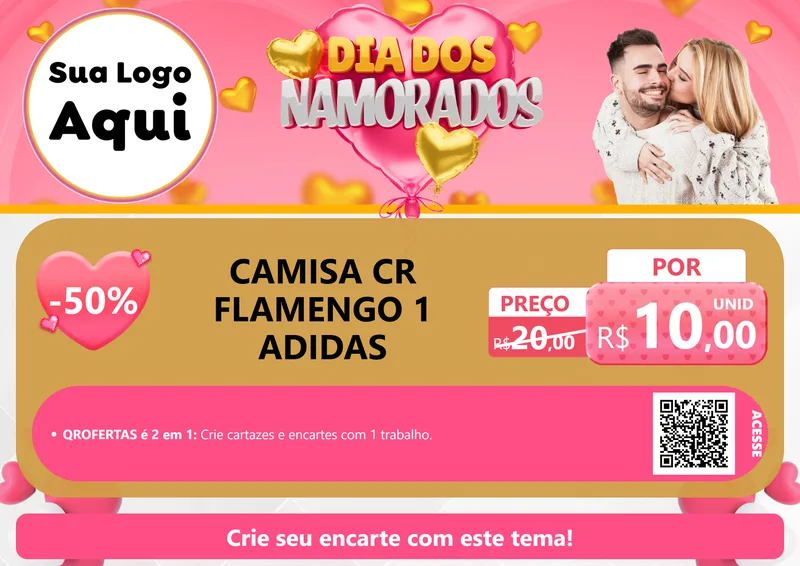 Modelo de Cartaz para Cartaz A4 Horizontal com o tema Dia dos Namorados para Roupas e acessórios