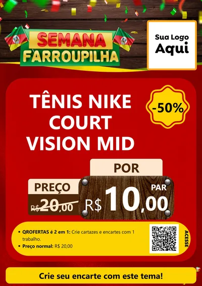 Modelo de Cartaz para Cartaz A4 Vertical com o tema Semana Farroupilha para Calçados
