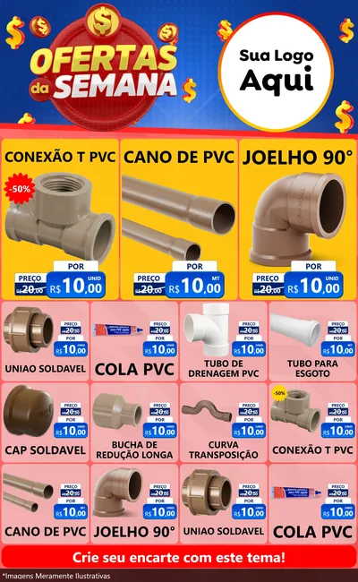 Modelo de Encarte para Encarte Grande com o tema Ofertas Da Semana para Tubos e conexões