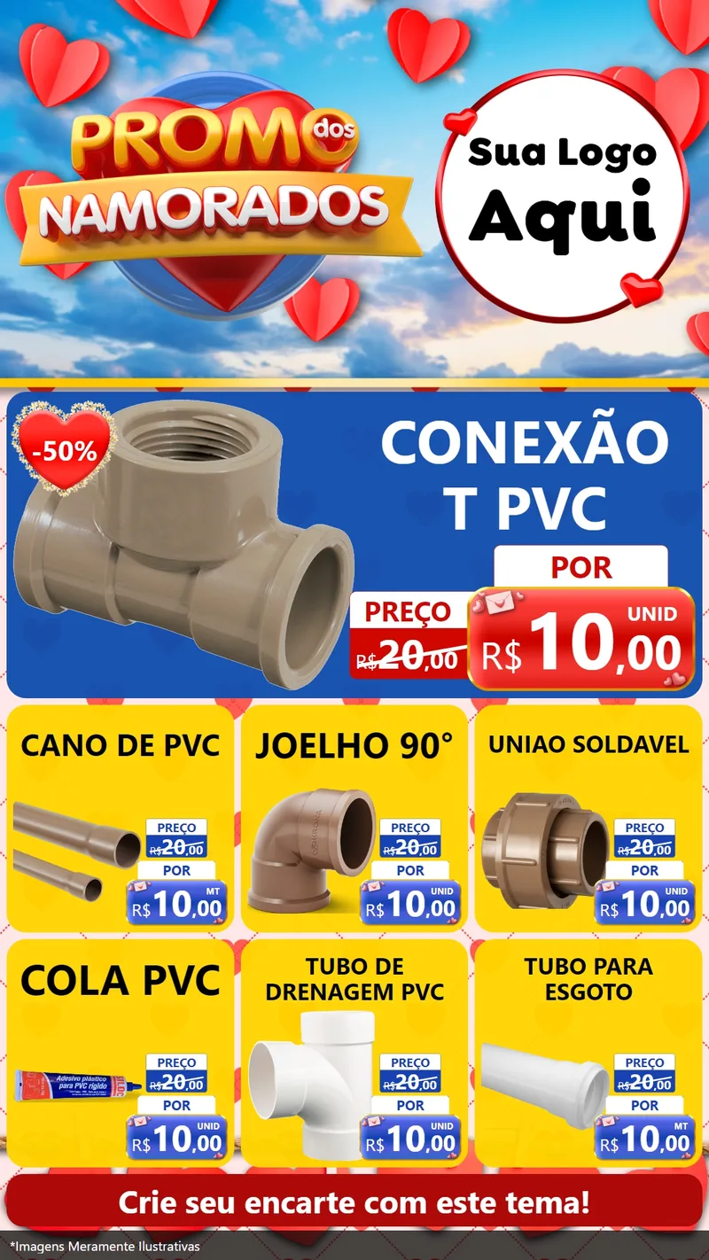 Modelo de Rede Social para Stories com o tema Promo dos Namorados para Tubos e conexões